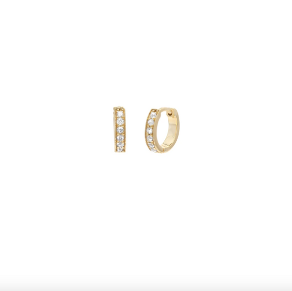 Pave Mini Hoops in 10mm Gold