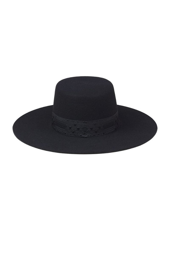 The wide-brimmed boater style is luxurious and super stylish. Transform any outfit with The Sierra hat from Lack of Color. 100% Australian wool with vintage 1950s ribbon.